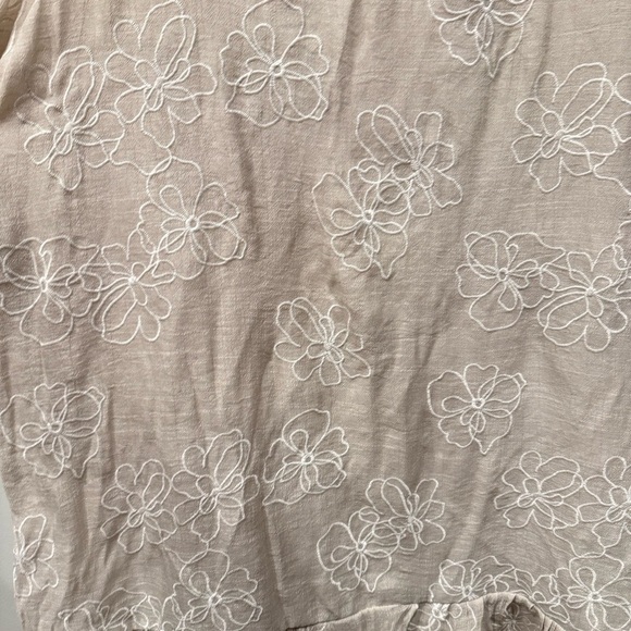 AGB Woman Sleeveless Floral Embroidered Gauze Flounce Hem Dress XL, Linen-look - Picture 9 of 11